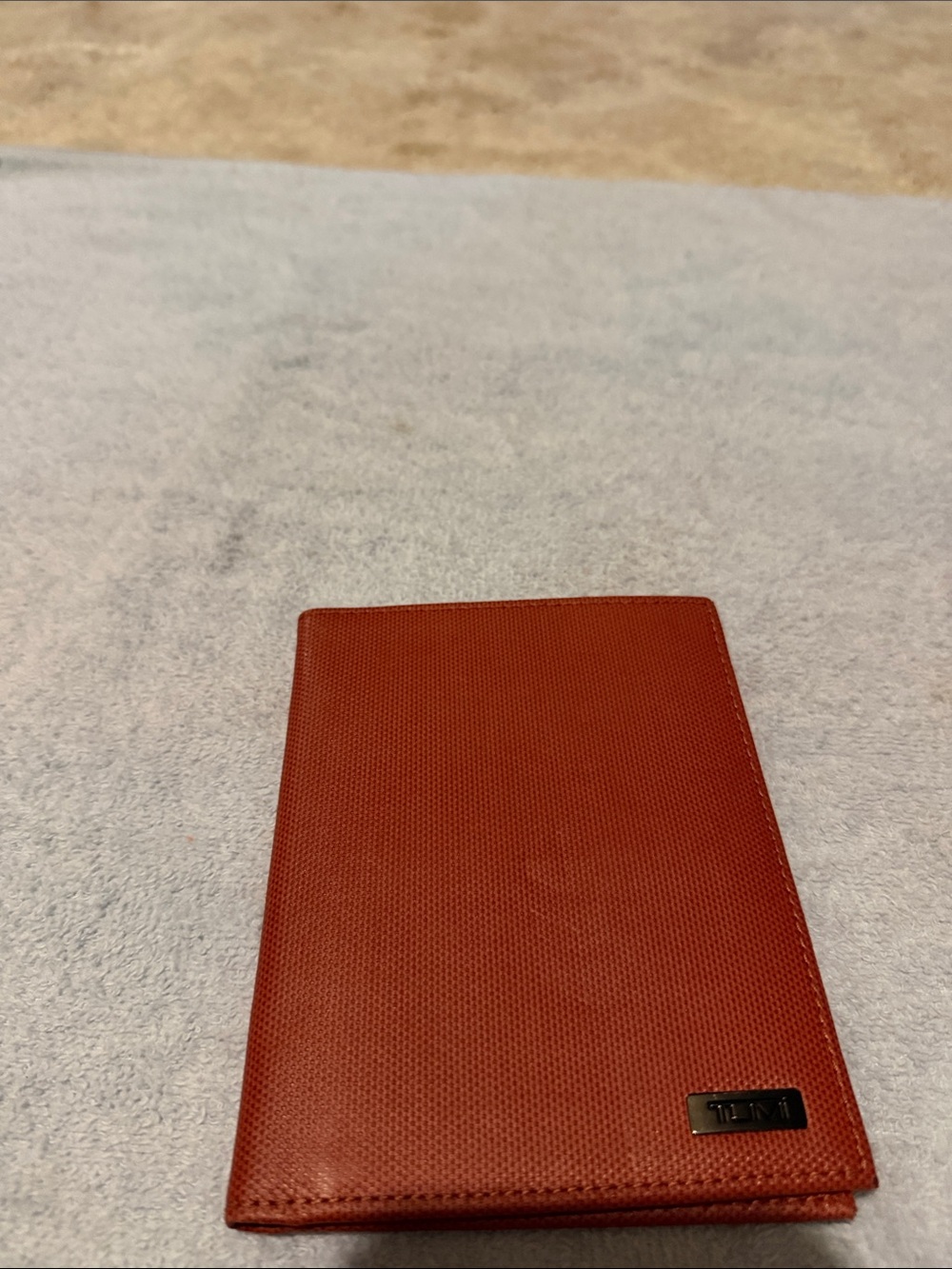 Tumi Red Textured Leather Card & Passport Holder